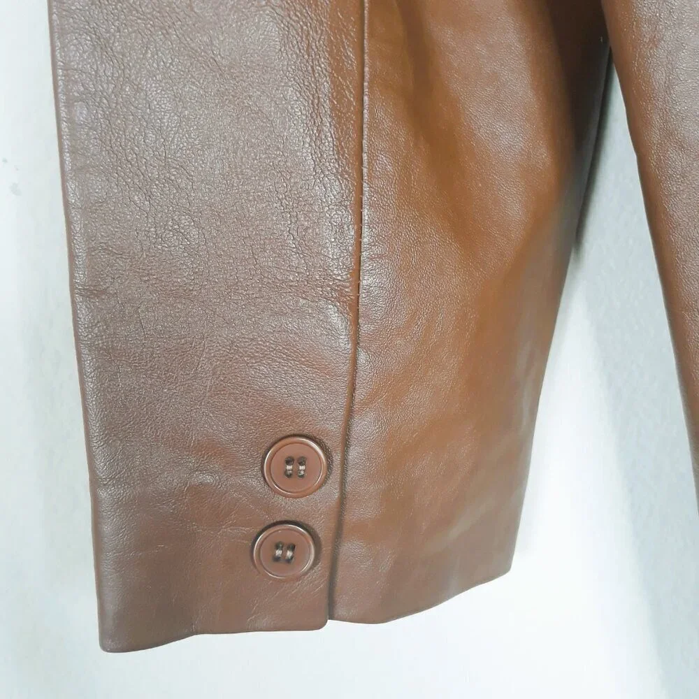Vtg. L.A. Leather Caramel Brown Blazer Jacket Small Western Classic Minimalist